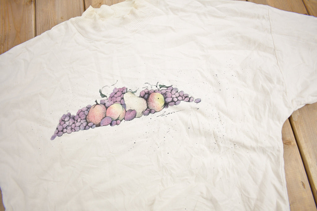 Vintage 1990s Fruit Theme Mockneck Sweatshirt