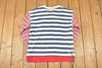 Vintage 1990s Stefani International Unique Striped Tie Up Crewneck Sweatshirt Mens M