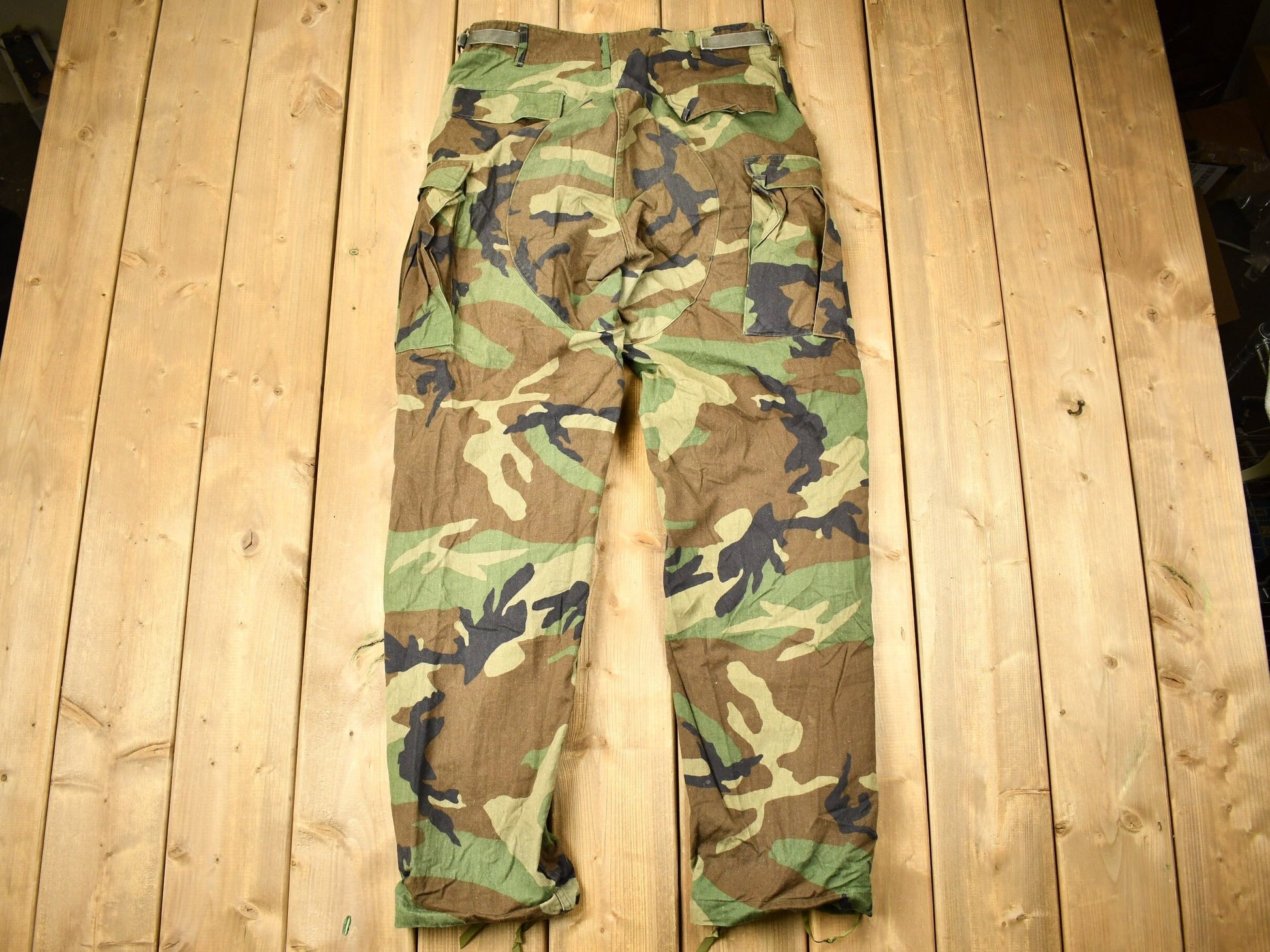 Vintage 2001 Military Woodland Camouflage Cargo Pocket Pants Size 34 x 33