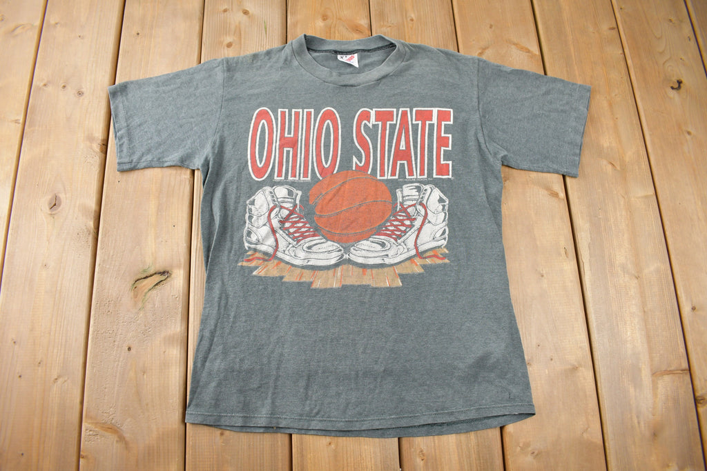 Vintage 1991 Ohio State University Collegiate Basketball Graphic T-Shirt Made In USA