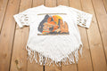 Vintage 1990s Cut Up Design Indigenous Art Work Graphic Cropped T Shirt