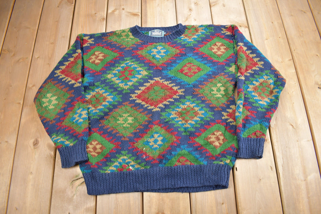 Vintage 1990s Woolrich Aztec Pattern Knitted Crewneck Sweater
