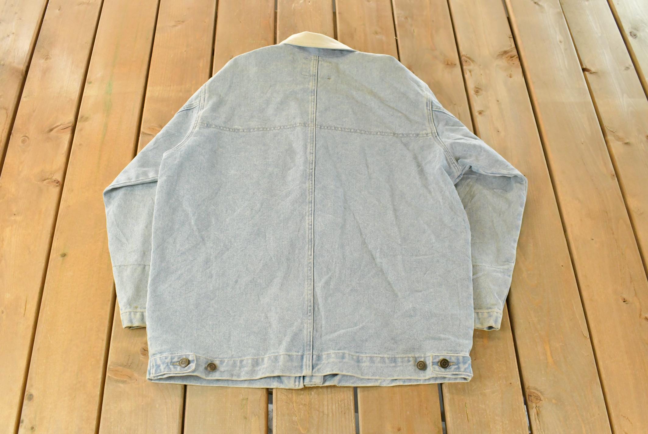 Vintage 1990s G.H. Bass Denim Full Zip Jacket Men's Large