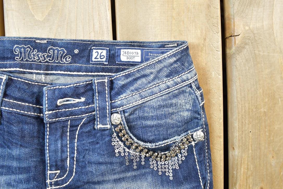 Vintage Y2K Miss Me Bedazzled Low Rise Jeans Size 26x31
