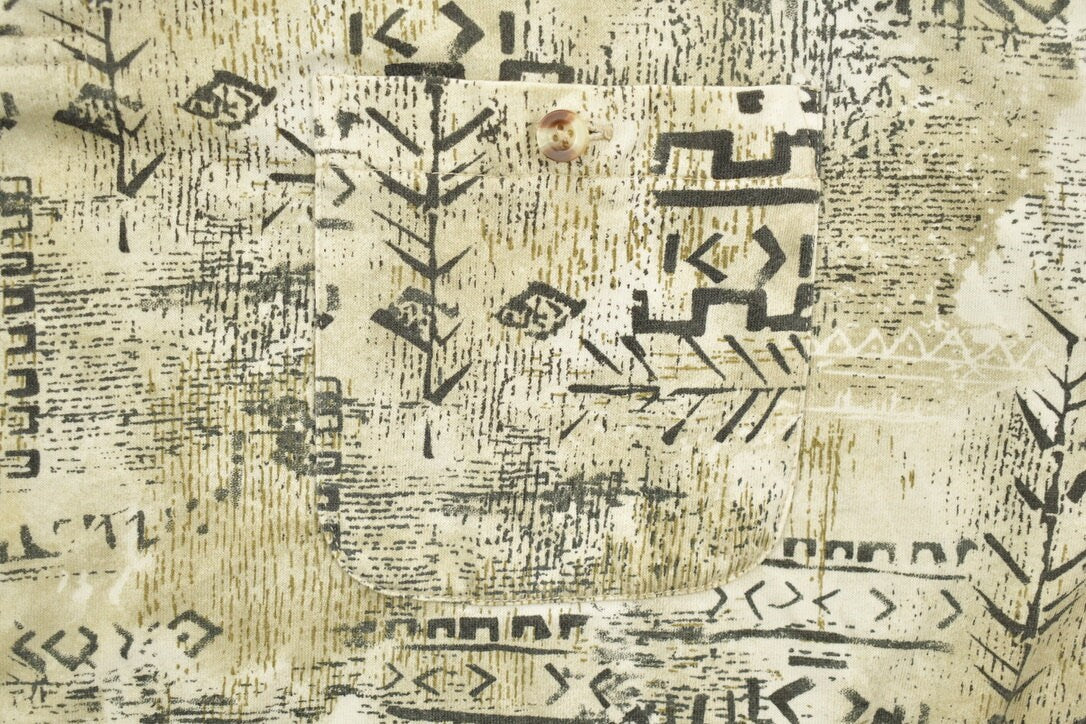 Vintage 1990s Harbor Bay Aztec All Over Print Collared Polo Shirt