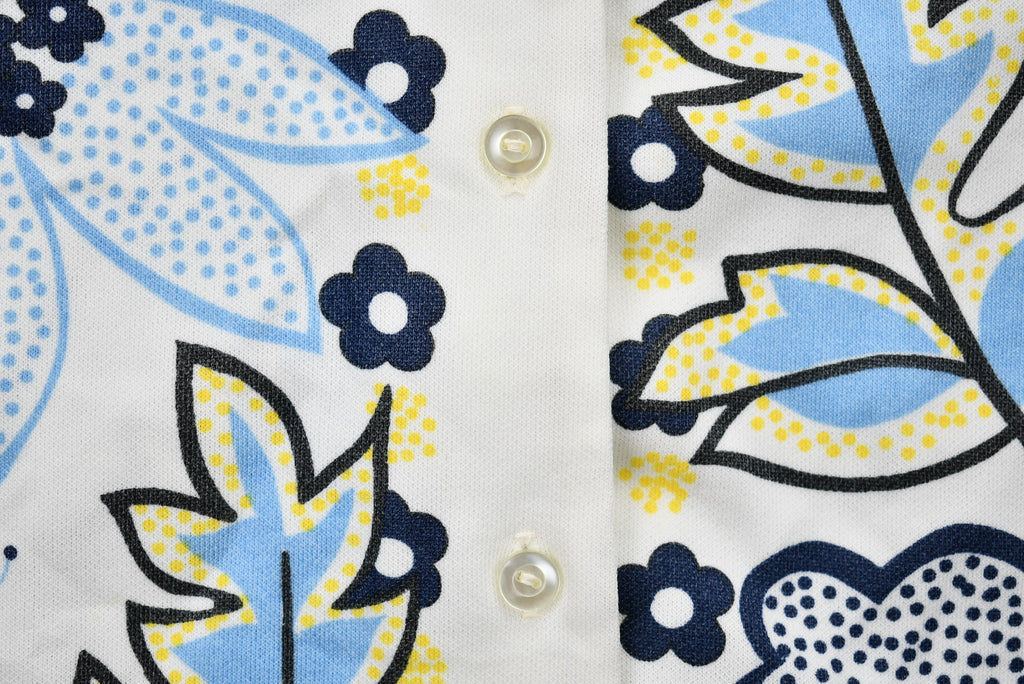 Vintage 1970s Floral Print Sleeveless Button-Up Tunic Blouse