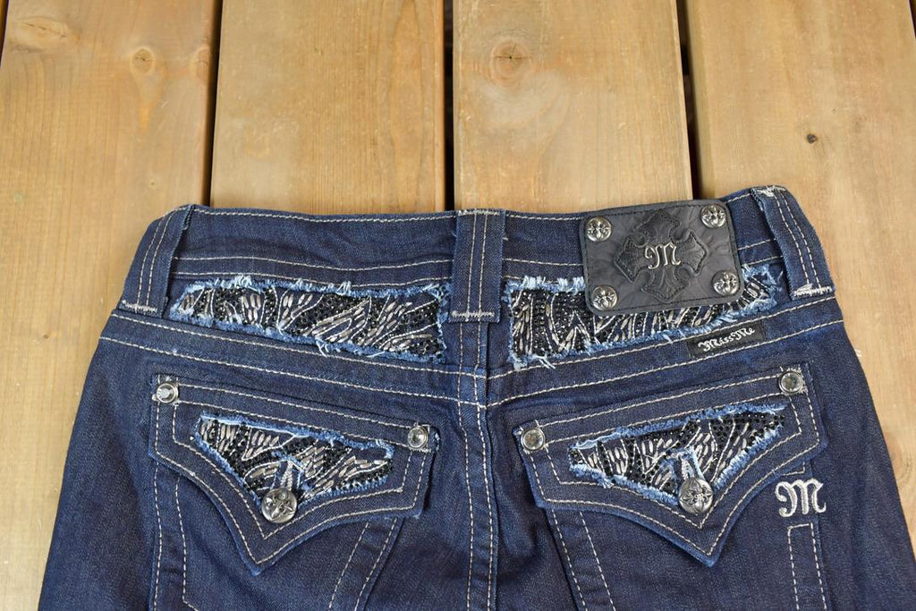 Vintage Y2K Deadstock Miss Me Bedazzled Low Rise Jeans Size 26x31
