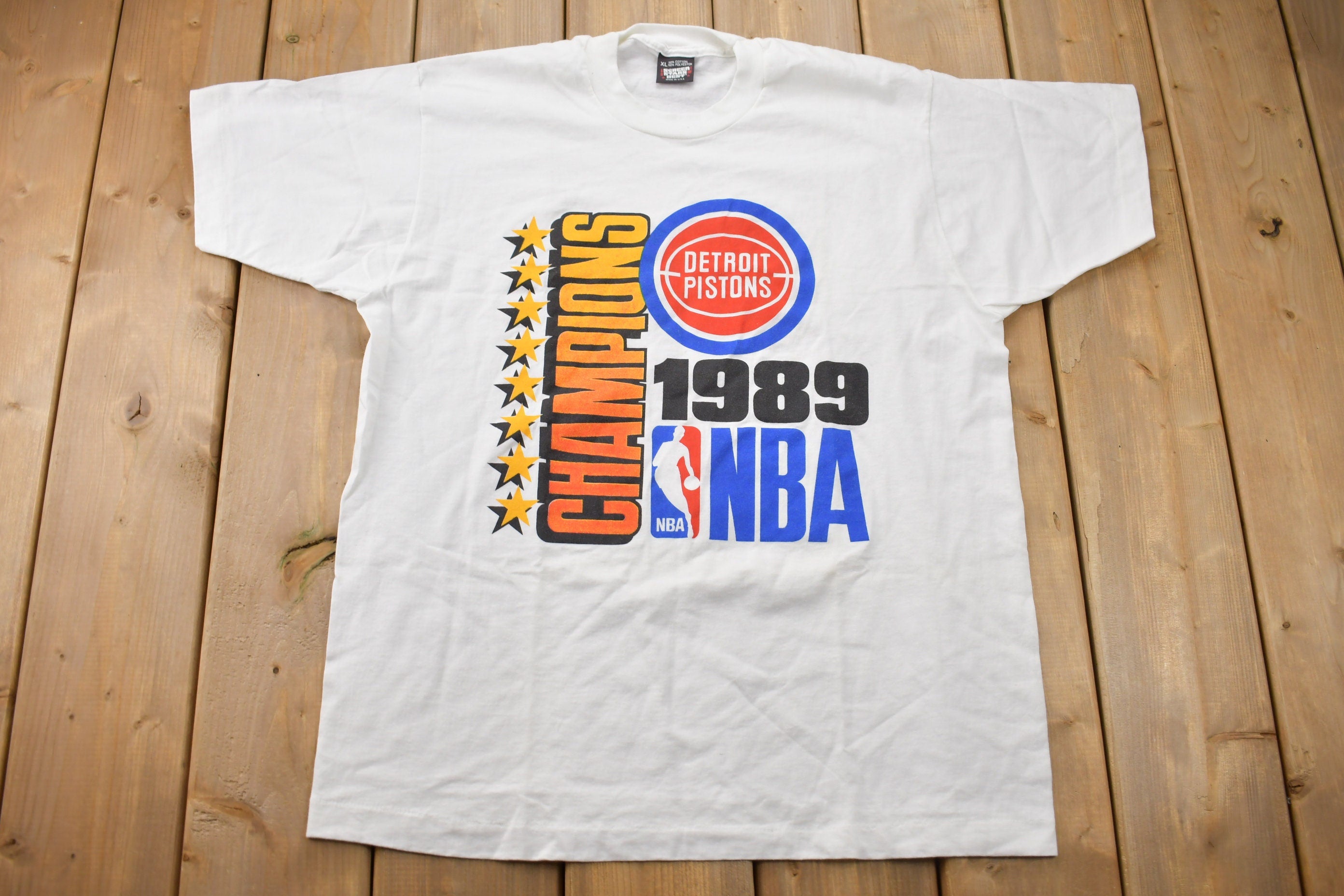 Vintage 1989 Detroit Pistons NBA World Champions Graphic T-Shirt