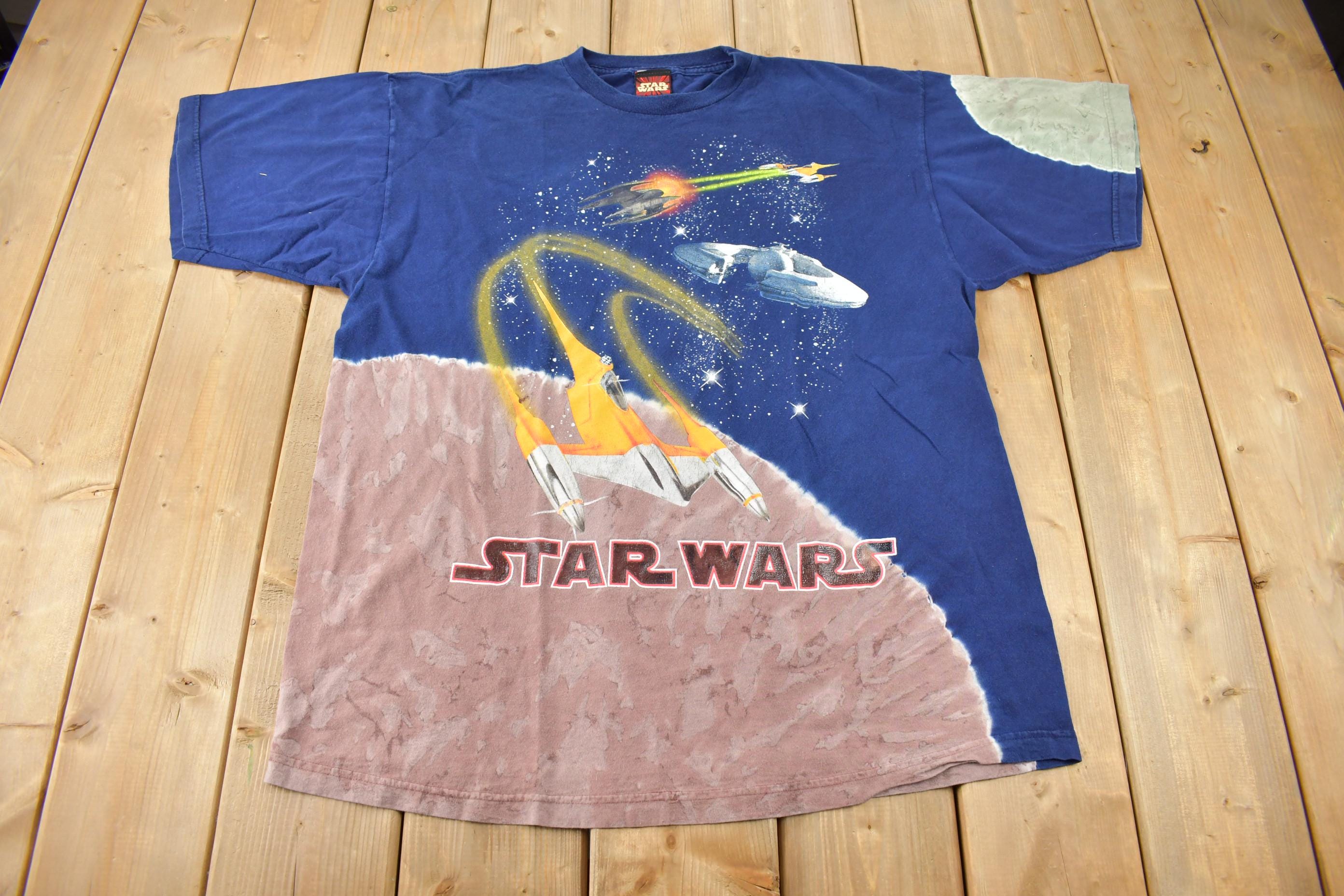 Vintage 1999 Star Wars Episode 1 All Over Print Tie Dye Promo T-Shirt
