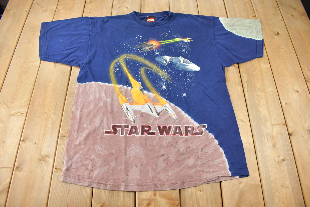 Vintage 1999 Star Wars Episode 1 All Over Print Tie Dye Promo T-Shirt