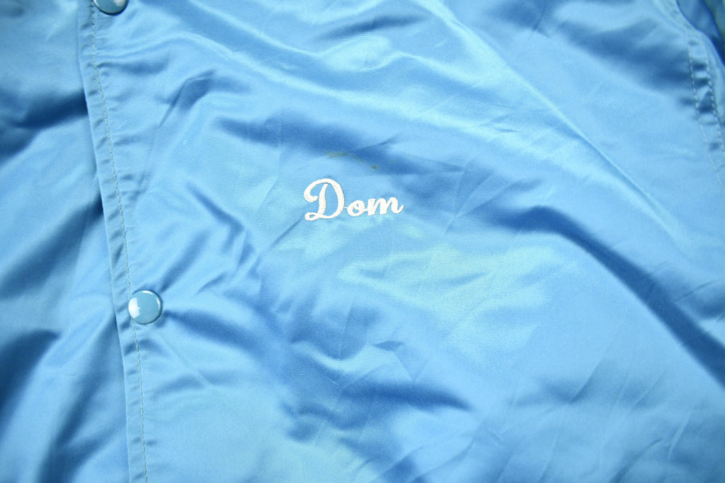 Vintage 1980s B&S Seamless Spouting Embroidered Satin Bomber Jacket