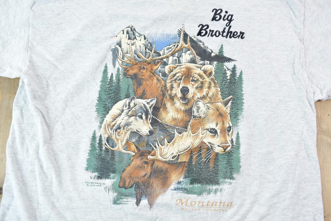 Vintage 1997 Big Brother Montana Wildlife Graphic T-Shirt
