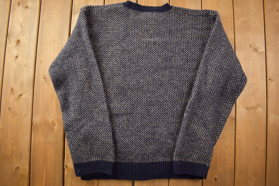 Vintage 1990s Eddie Bauer Knit Crewneck Sweater / Vintage 90s Crewneck / All Over Pattern / Colorful Sweatshirt / Abstract Pattern / Size L