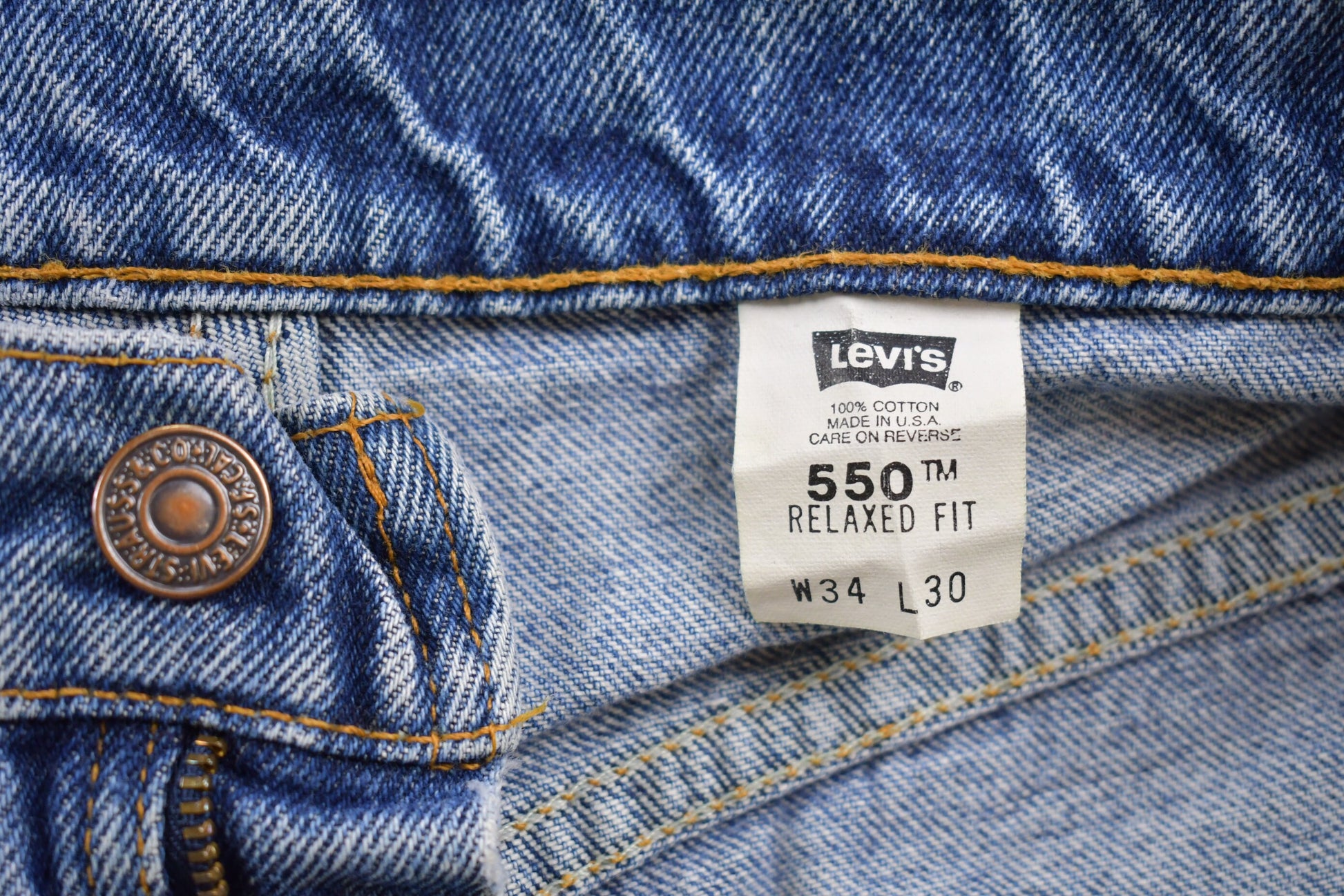 Vintage 1980s Levi's 550 Orange Tab Denim Jeans Size 31 x 30