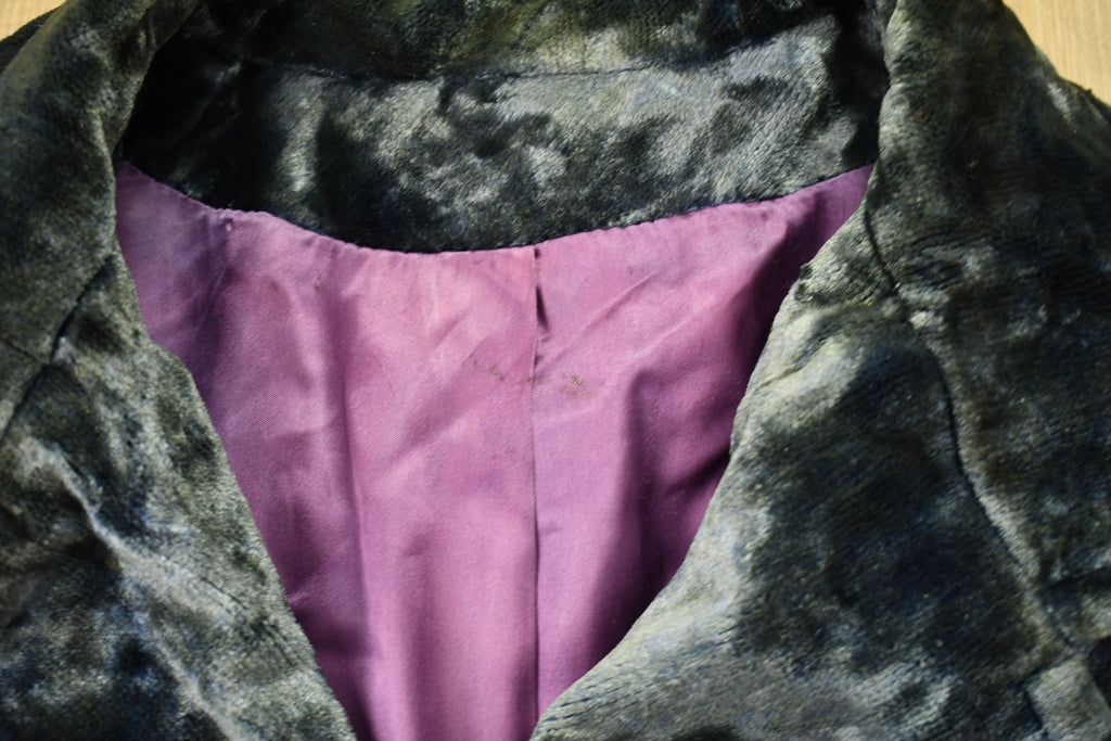 Vintage 1950s Crushed Velvet Union Made Trench Coat