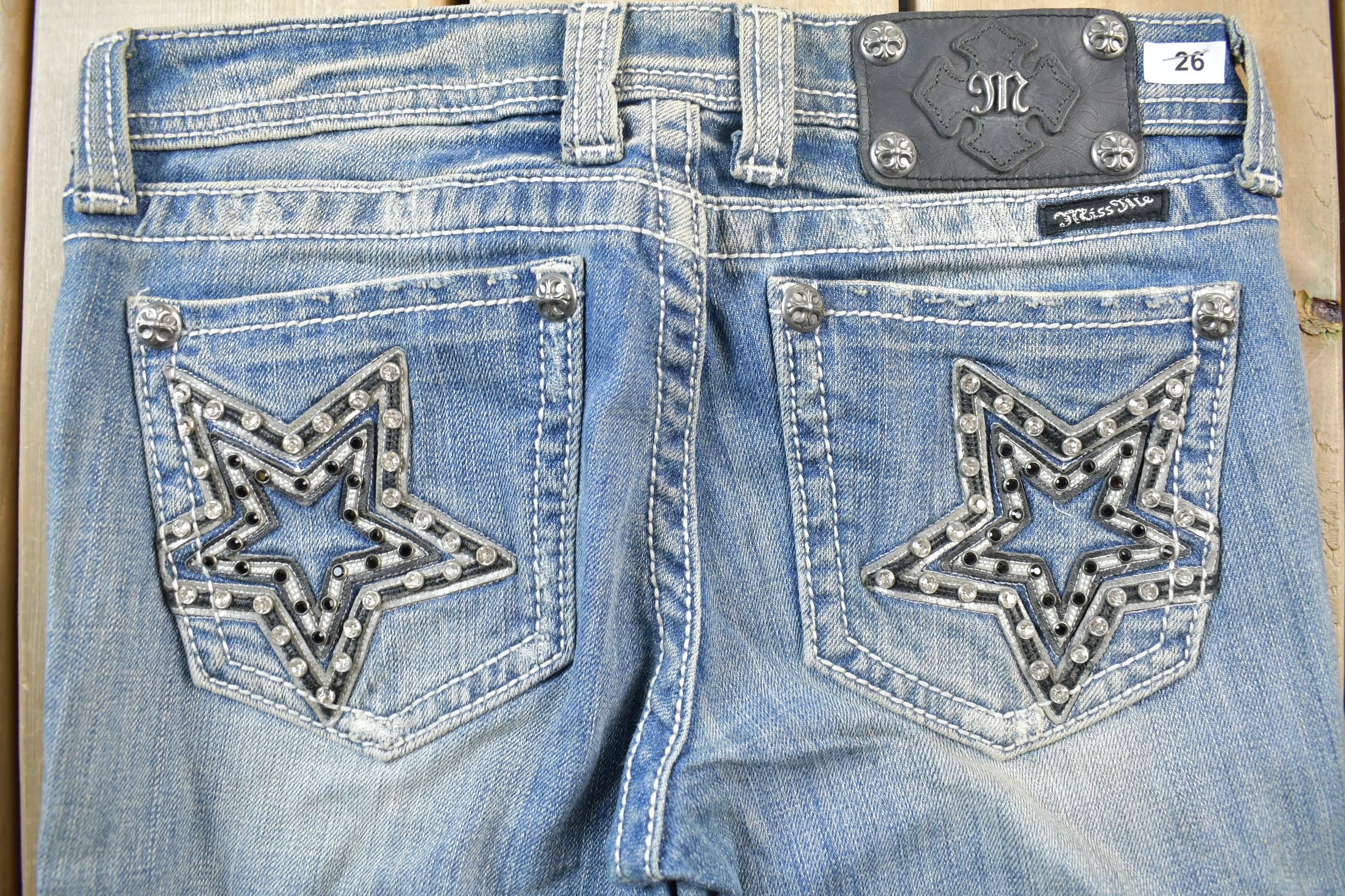 Vintage Y2K Miss Me Bedazzled Low Rise Jeans Size 26x32