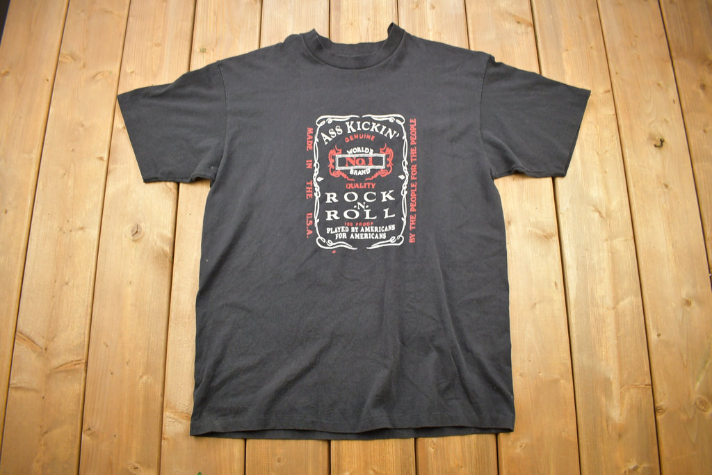 Vintage 1990s Ass Kickin Rock & Roll Graphic T Shirt
