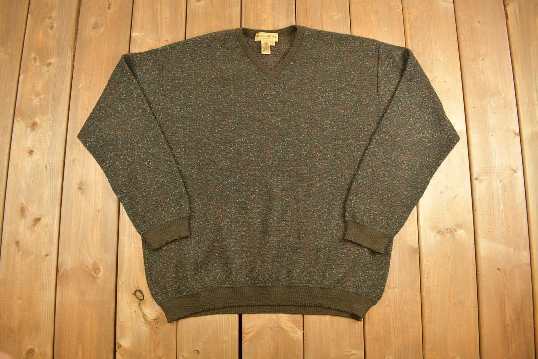 Vintage 1990s Tricots St Raphael Knit Brown Sweater  Vintage 90s Crewneck  All Over Pattern  Basic  Sweatshirt  Abstract Pattern