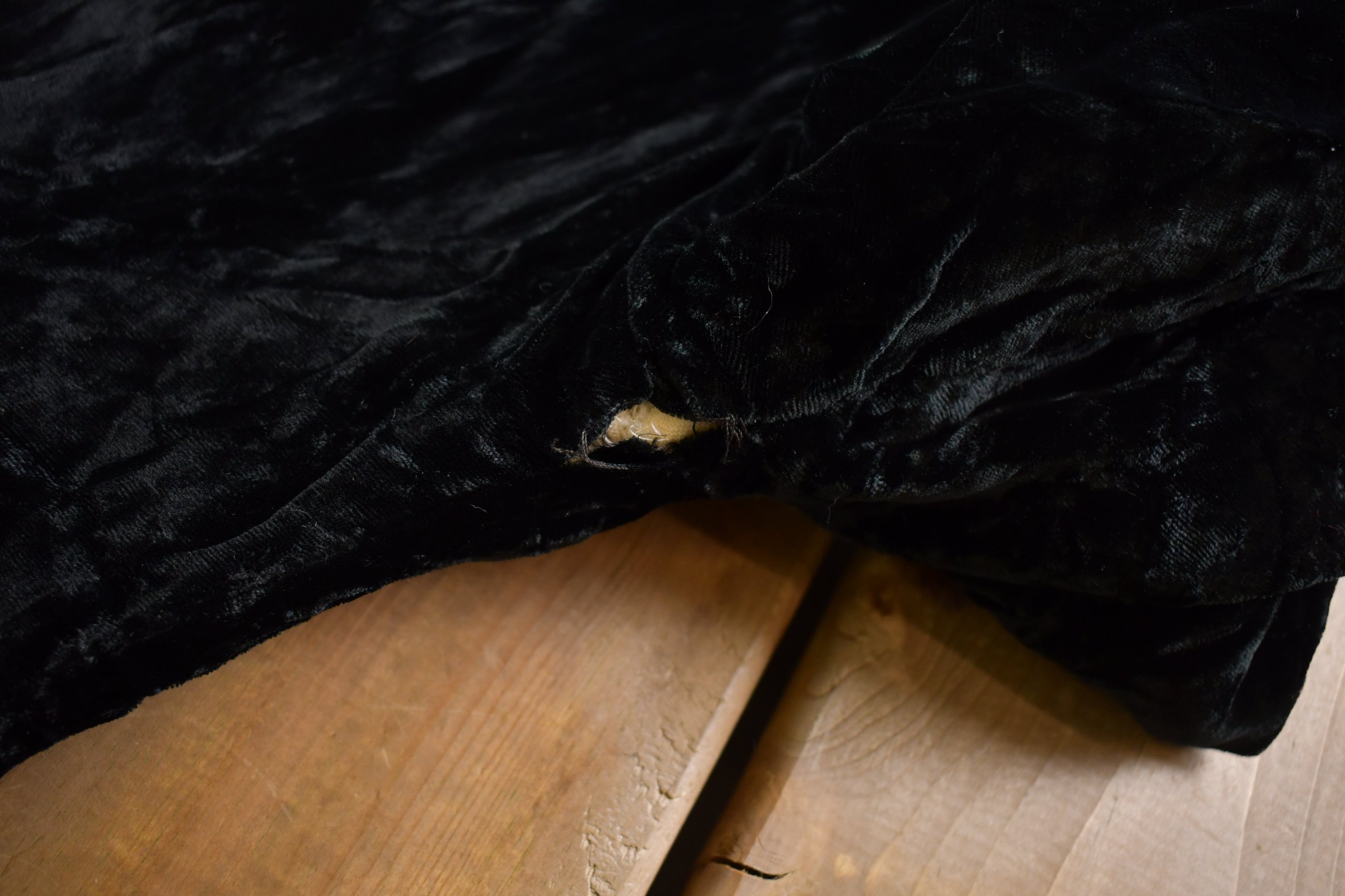 Vintage 1950s Satin Long Coat With Fur Collar