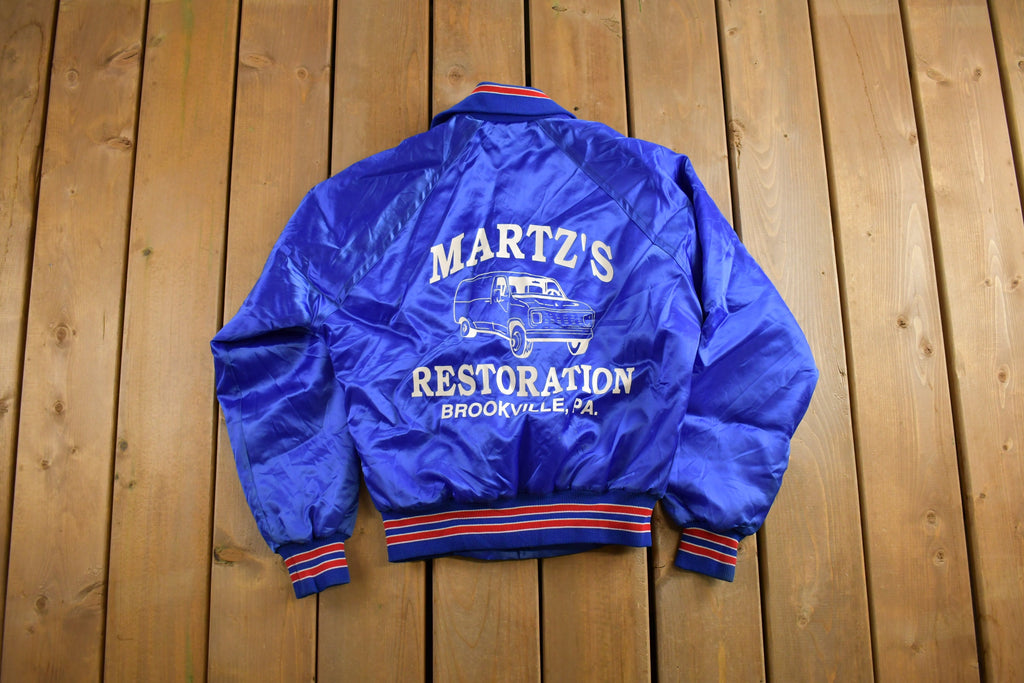 Vintage 1990s Martz's Restoration Satin Bomber Jacket