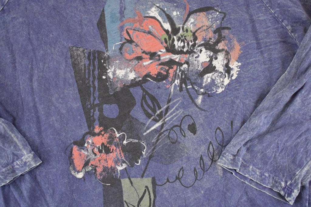 Vintage 1990s Jess And Jane Floral AOP Souvenir Shirt Womens M / 90s Crewneck / Travel Vacation Sweater