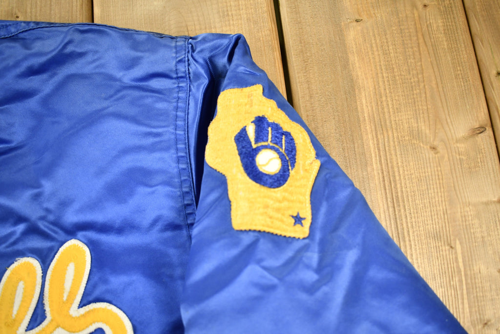 Vintage 1990s Milwaukee Brewers MLB Starter Diamond Collection Satin Bomber Jacket