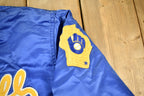 Vintage 1990s Milwaukee Brewers MLB Starter Diamond Collection Satin Bomber Jacket