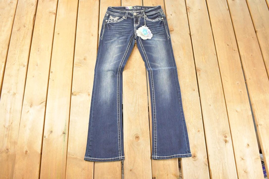 Vintage Deadstock Y2K Grace In LA Bedazzled Bootcut Low Rise Jeans Women's Size 26 x 30