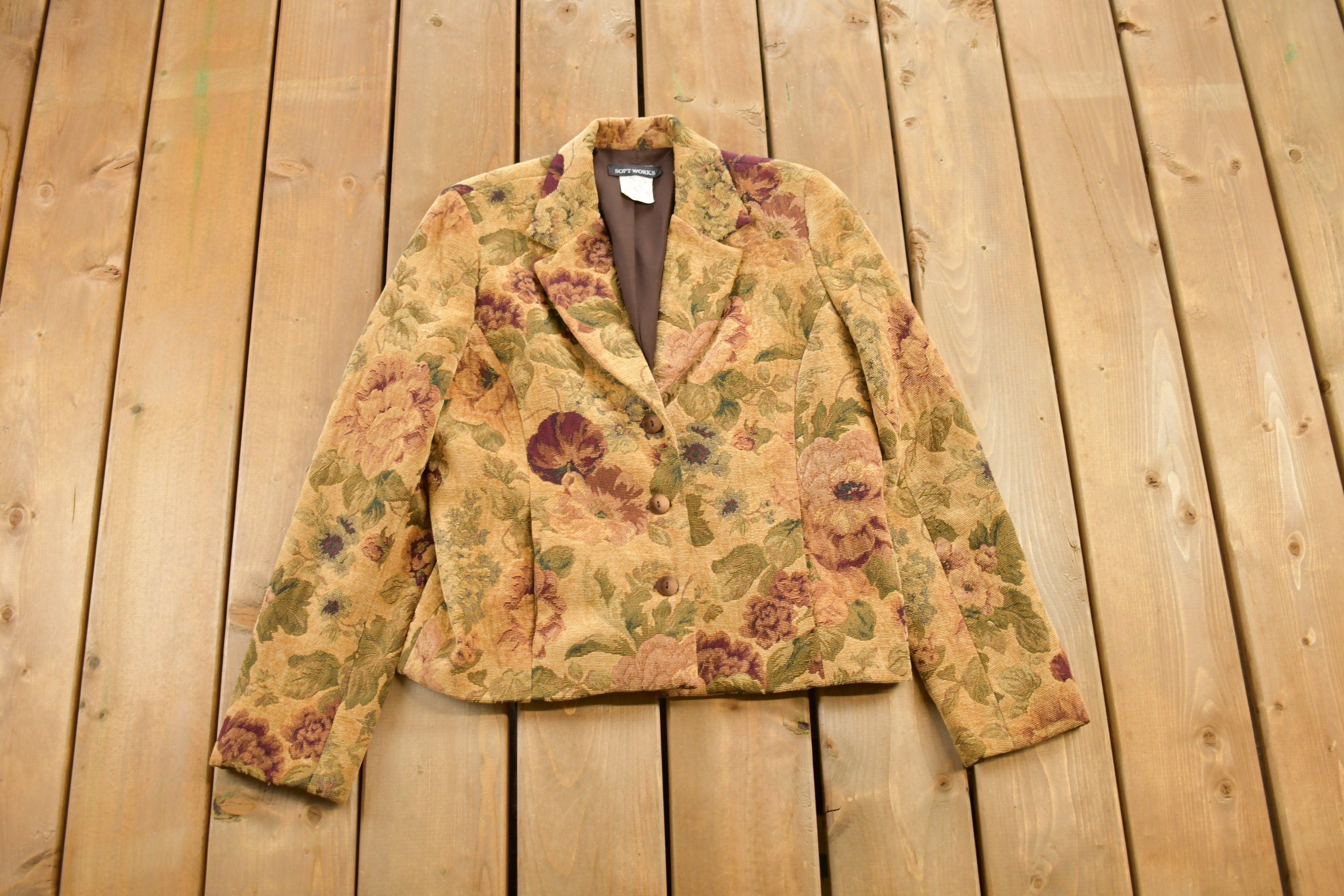 Vintage 1990s Softworks All Over Print Corduroy Blazer