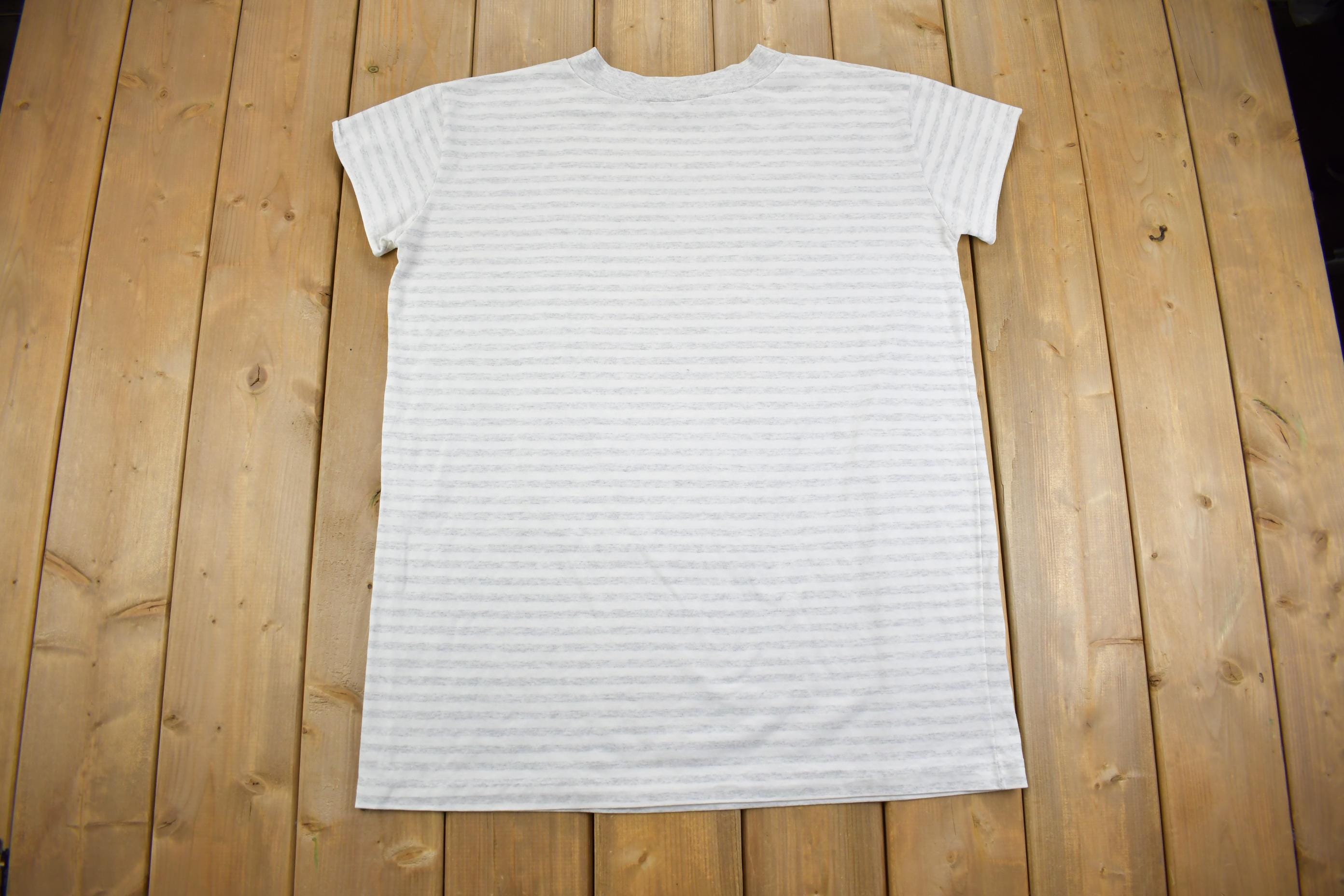 Vintage 1990s Paris Eiffel Tower Université Striped Pastel T Shirt