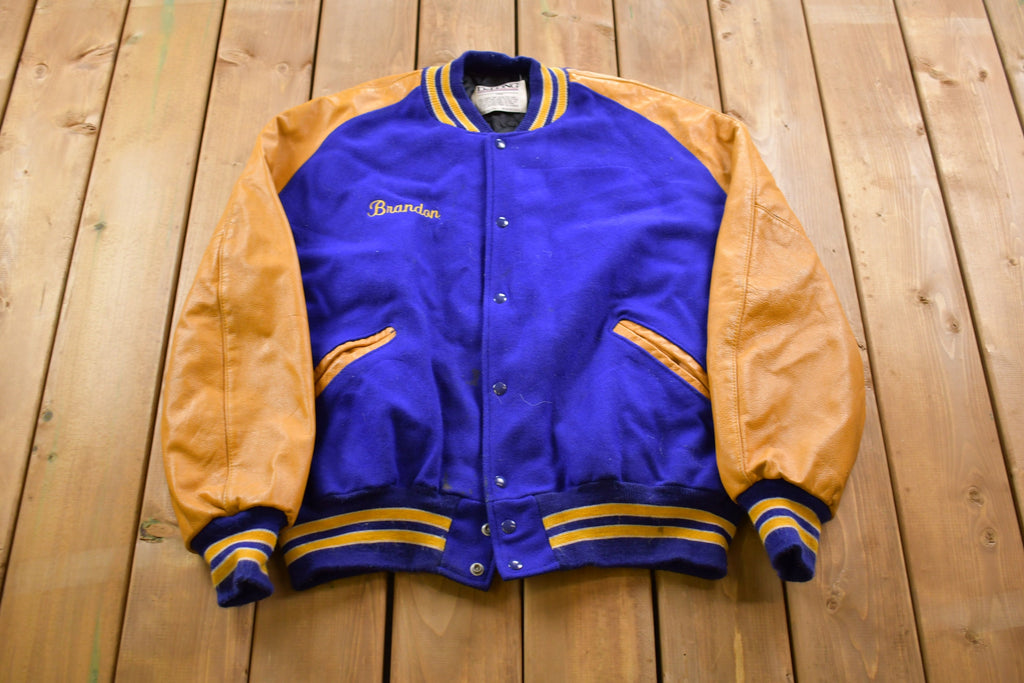 Vintage 1990s DeLong Bartlett Bears Leather Varsity Jacket