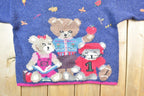 Vintage 1990s Woolrich Teddy Bear Hand-framed 100% Wool Knit Sweater