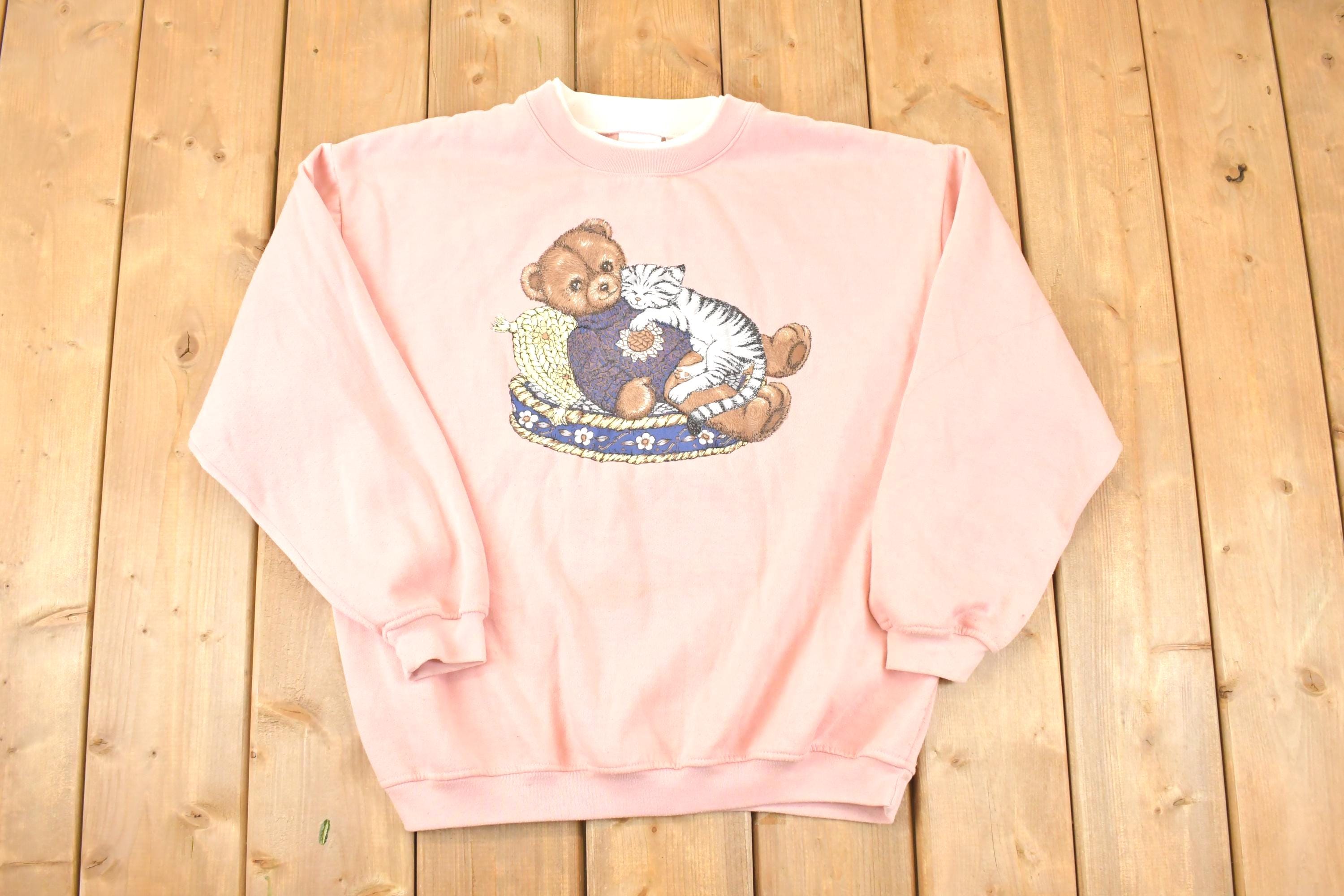 Vintage 1990s Bobbie Brooks Cute Teddy Bear Double Collar Crewneck Sweatshirt Women's XL