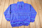 Vintage 1990s Lady Footlocker T Snap All OVer Print Fleece Sweater Size Womens Small
