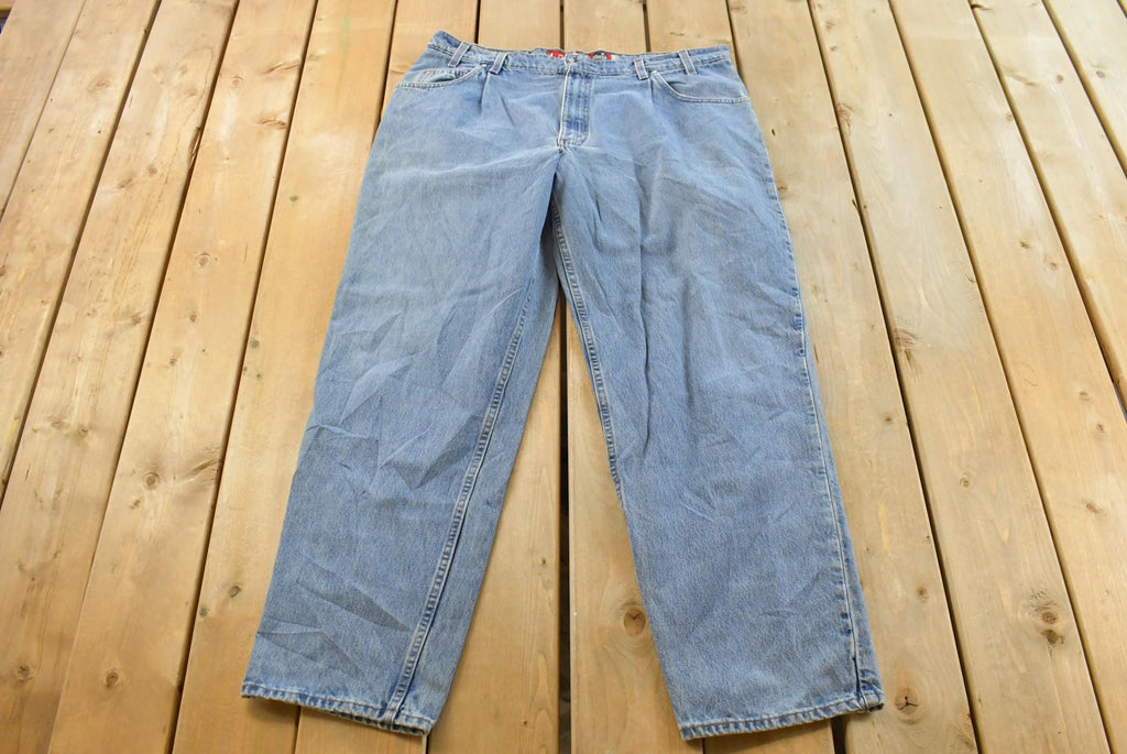 Vintage 1990s Levi Silver Tab Loose Wide Leg Denim Blue Jeans Men's 37 x 32 / 90s Silvertabs / Streetwear / Baggy Jeans / Made in USA