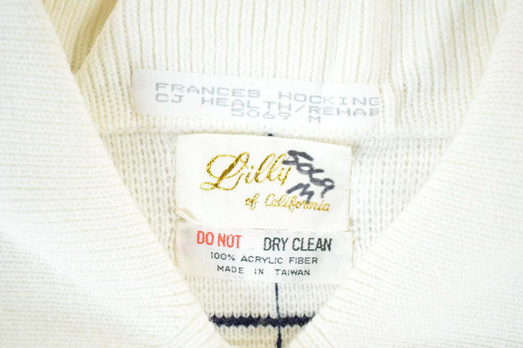 Vintage 1970s Lilly Of California Knit Abstract Pattern Sweater Womens S