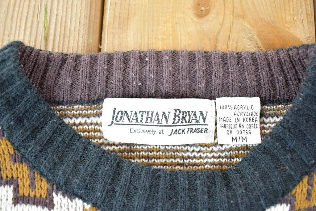 Vintage 1990s Jonathan Bryan Knit Abstract Pattern Crewneck Sweater