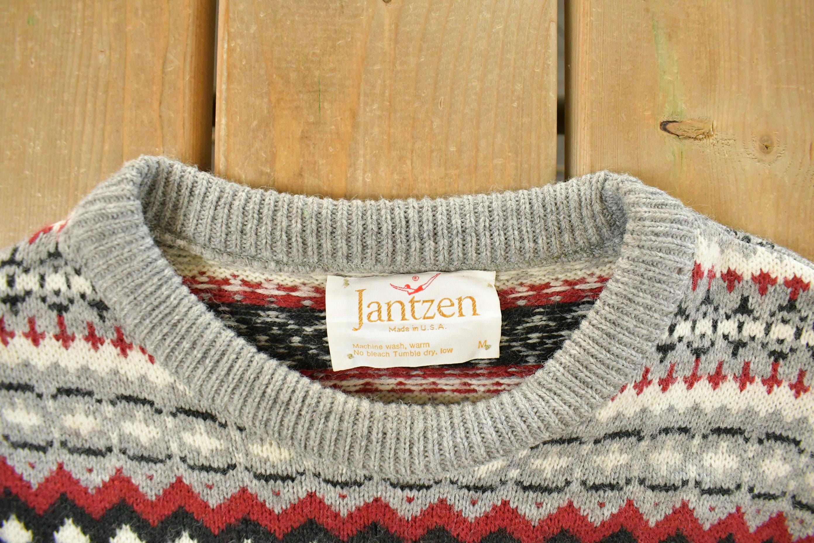Vintage 1980s Jantzen Knit Crewneck Sweater Men's Small