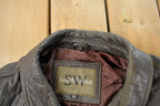 Vintage 1990s South Wind Leather Bomber Flight Jacket Men's XL