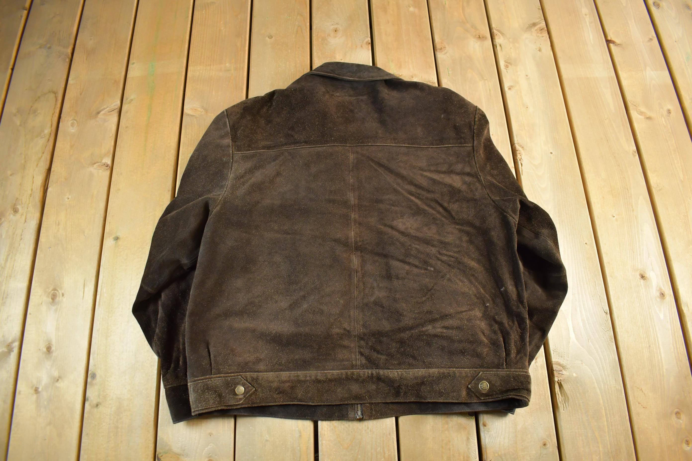 Vintage 1990s Dickies Suede Leather Jacket Men's Large  Vintage Dickies  Leather Jacket  Vintage Workwear