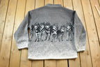 Vintage 1990s Wolfpack All Over Print Fleece Zip Up Sweater