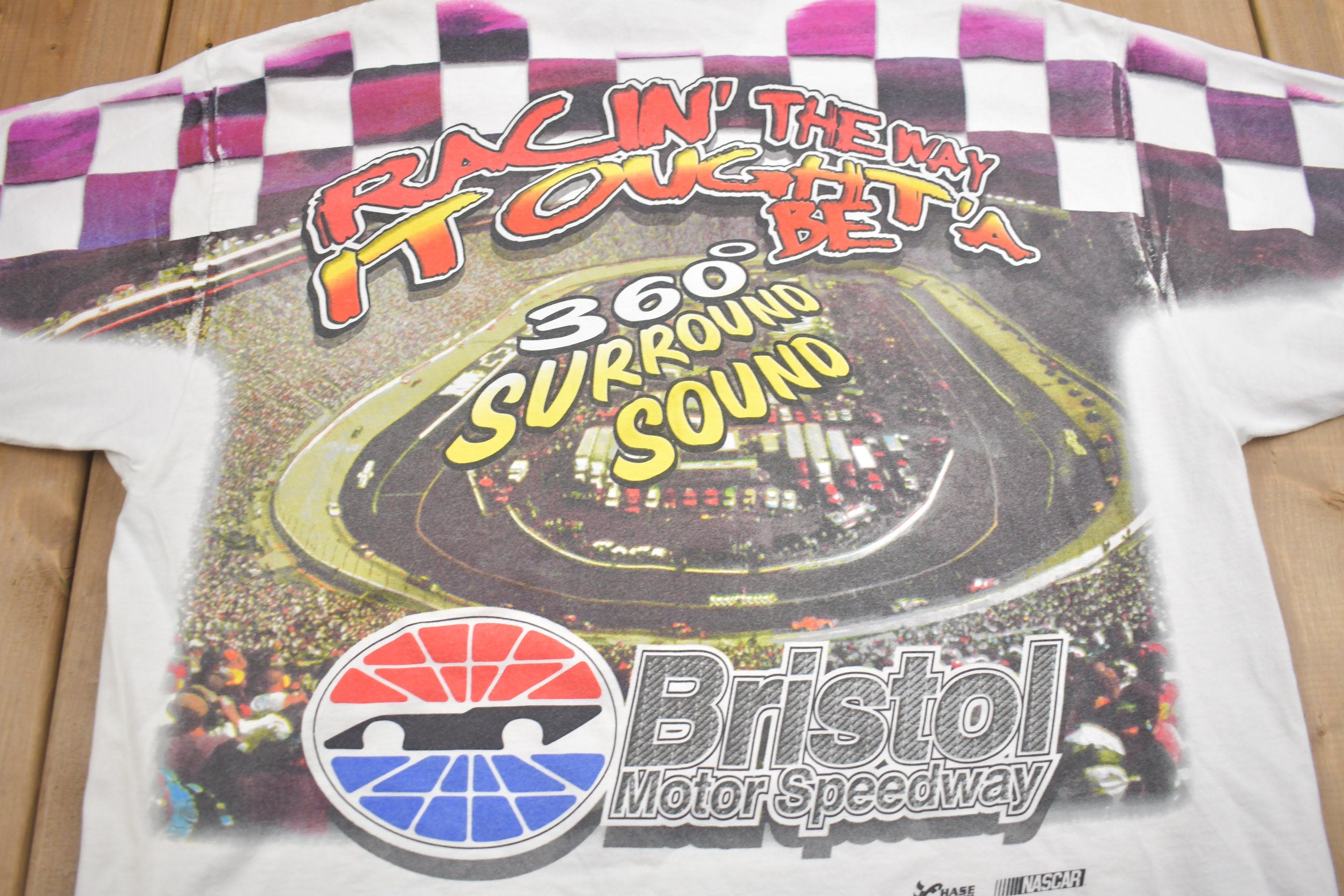 Vintage 2003 NASCAR Bristol Motor Speedway All Over Print Racing T-Shirt