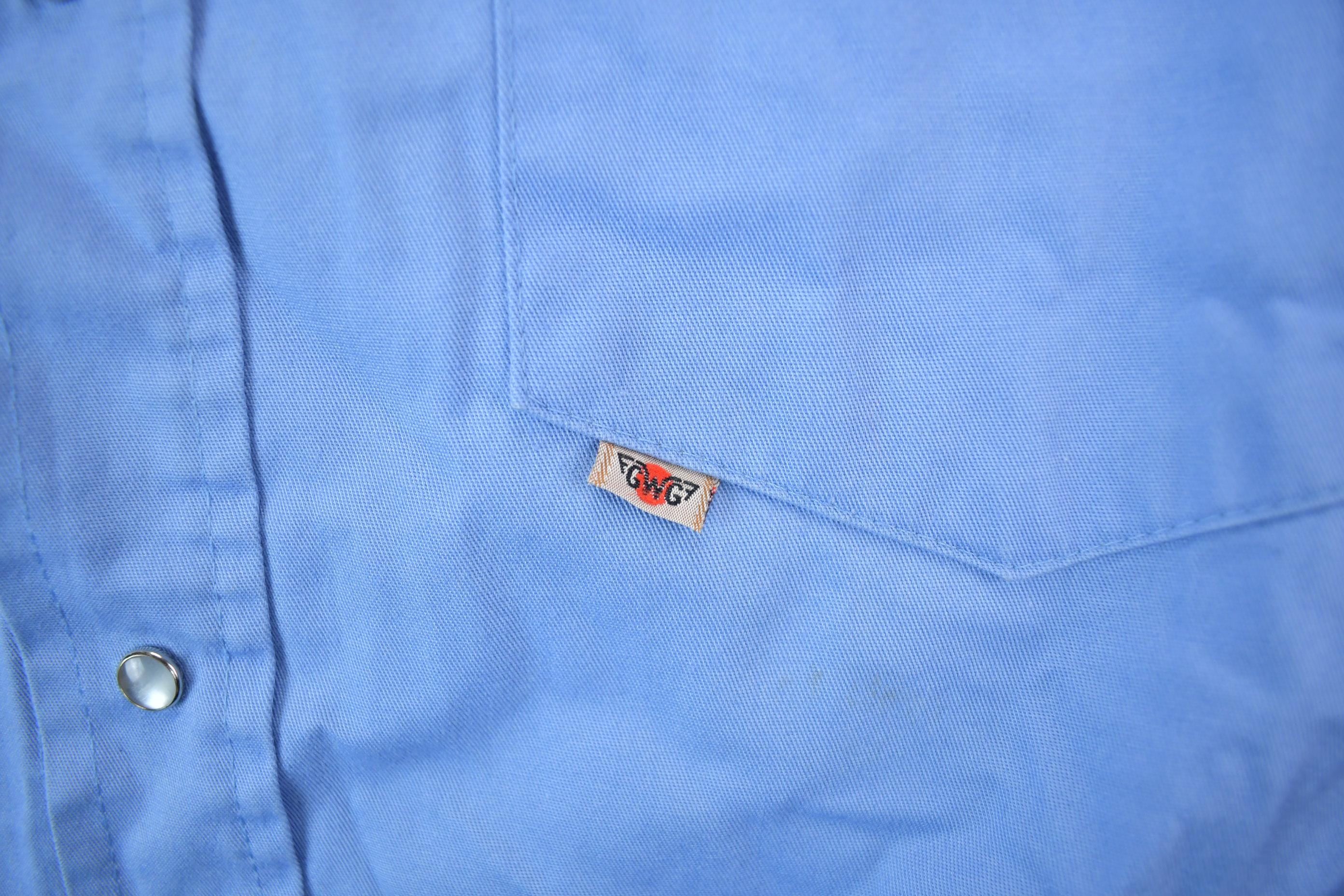 Vintage 1990s Blank Blue Button Up Shirt