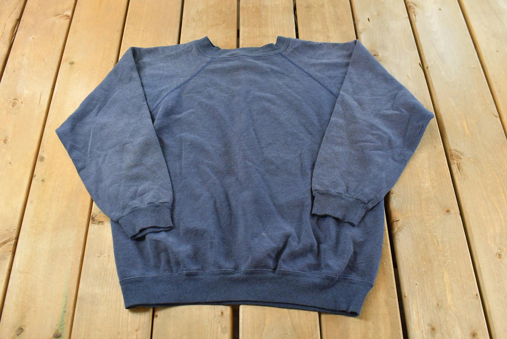 Vintage 1990s Hanes Activewear Blank Blue Raglan Crewneck Sweatshirt Men's