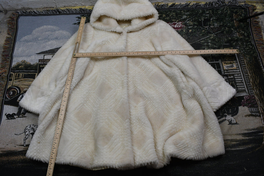 Vintage Fur Coat / Winter Outerwear / Streetwear Fashion / Hooded Fuzzy Coat / Button Up / Ultra Fur / Made In USA