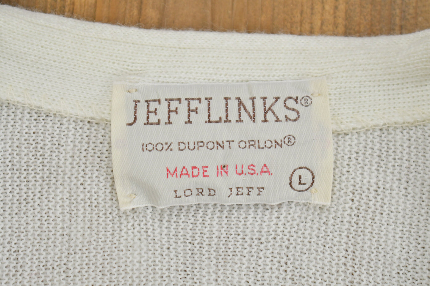 Vintage 1980s JeffLinks Knit Cardigan Sweater / Vintage Cardigan / Button Up / Blank Knit Cardigan / Made In USA / Lord Jeff Knit / White