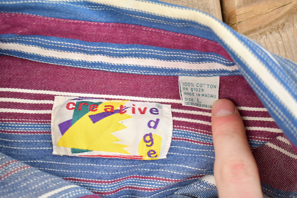 Vintage 1980s Creative Edge Striped Button Up Shirt
