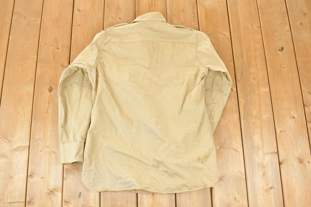 Vintage 1990s Tan Heavy Cotton Button Up Shirt Mens M