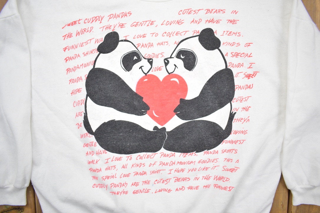 Vintage 1990s Cute Panda Bear Crewneck Sweater