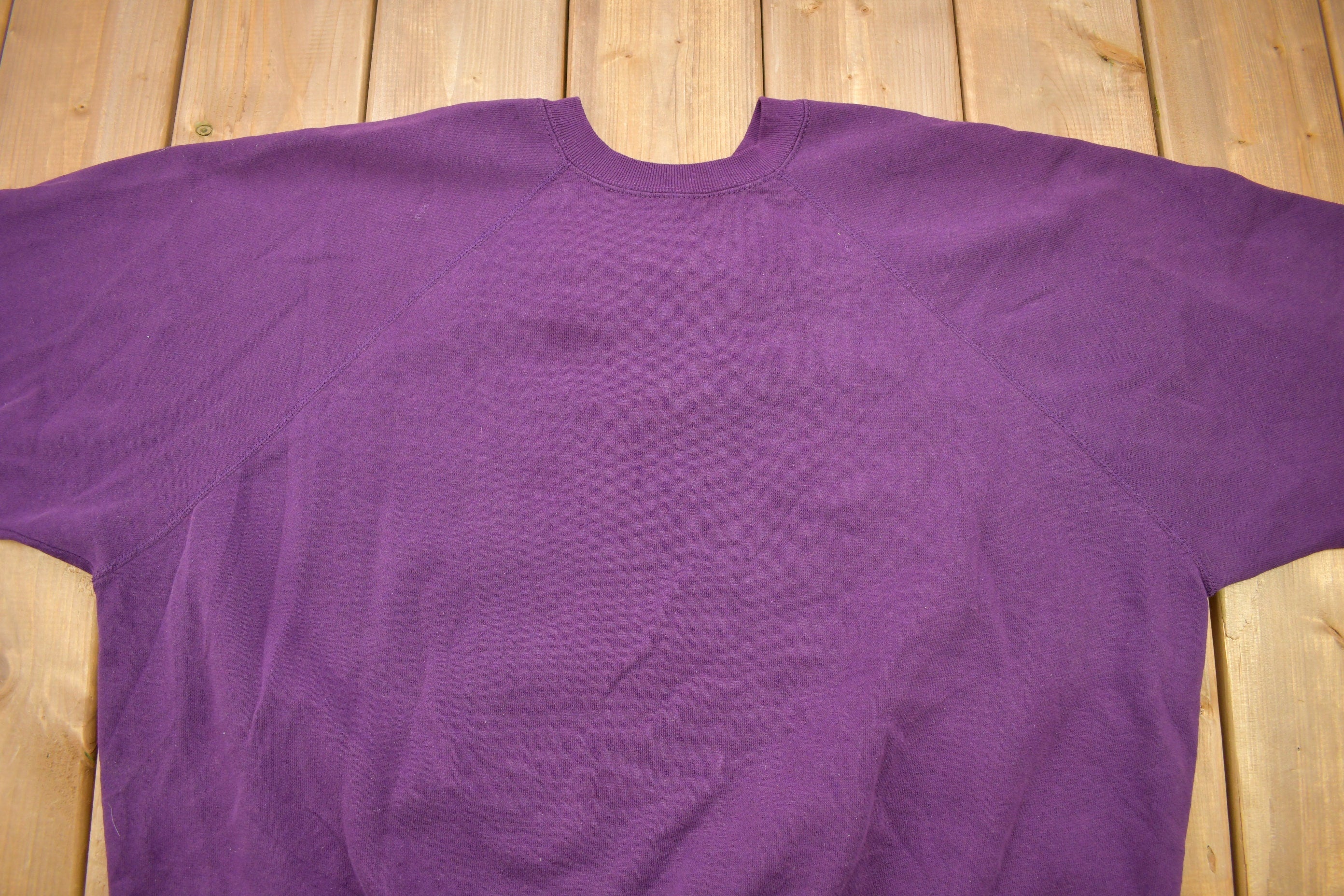 Vintage 1980s Tultex Purple Blank Raglan Crewneck Sweatshirt